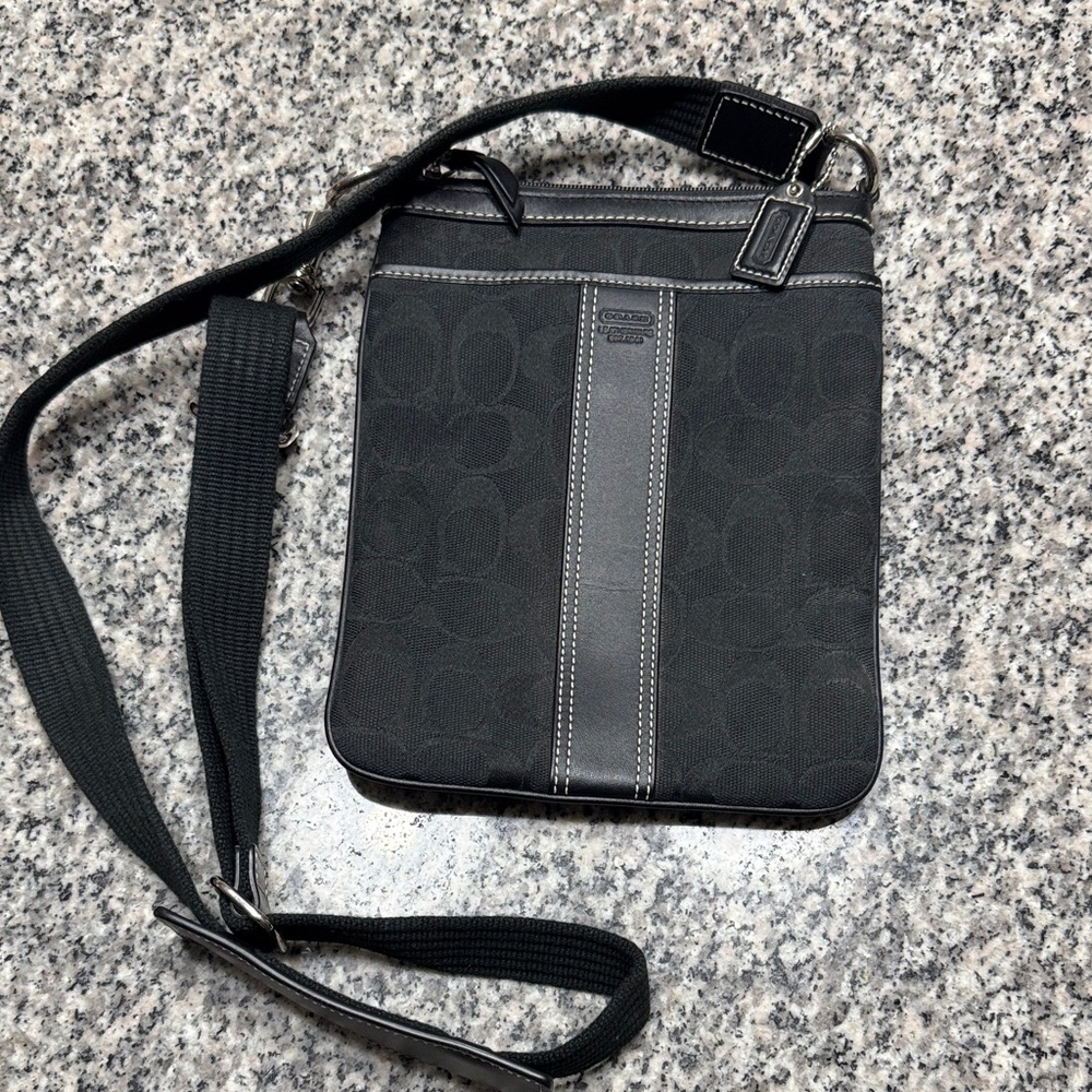 Coach Black and Gray Men's Messenger Bag